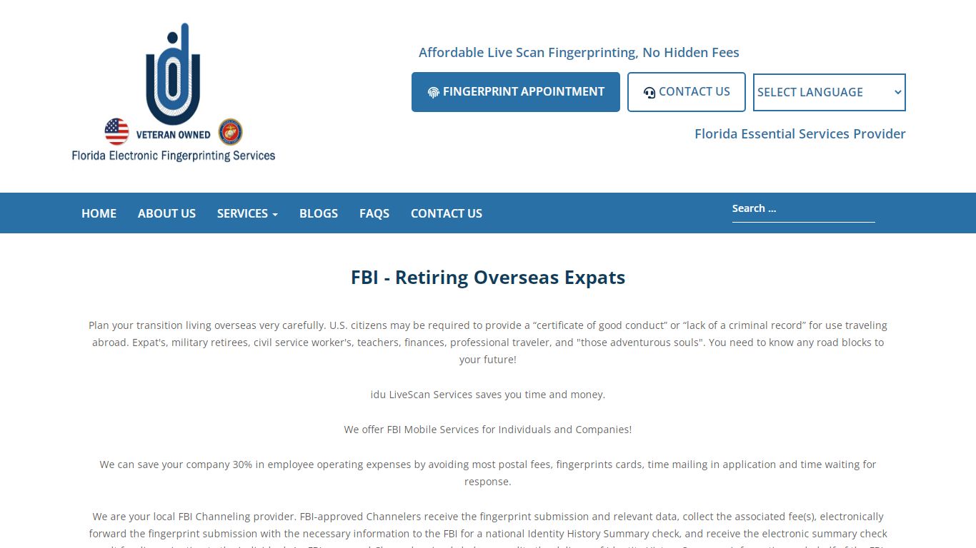 FBI Background Check & Fingerprinting for Expat | FEFPS